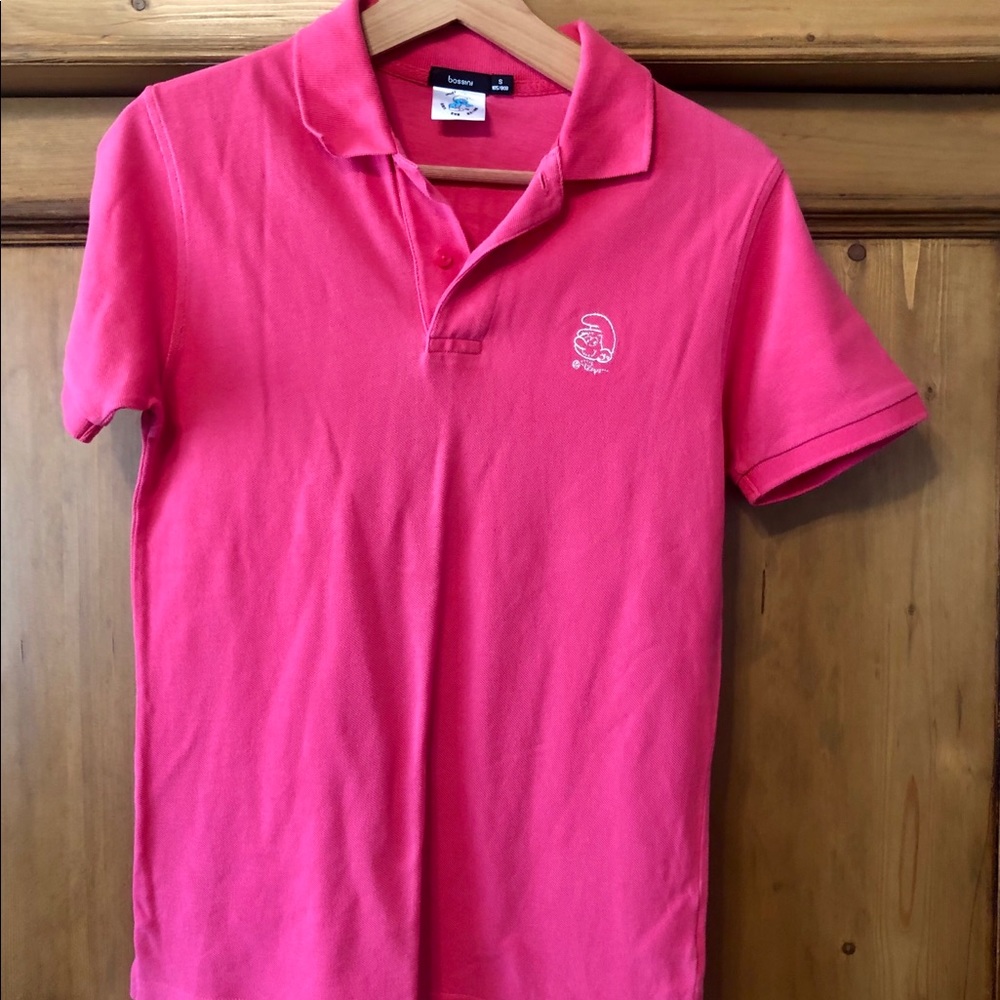 Smurf pink knit polo style shirt